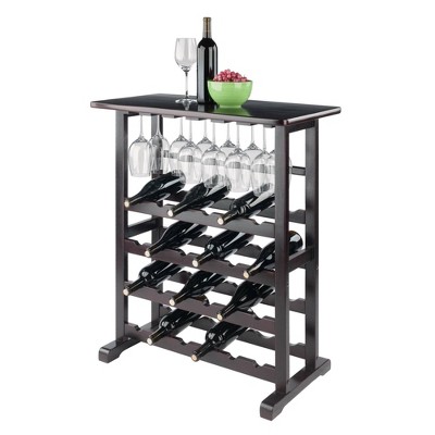 Vinny Espresso Solid Wood 24-Bottle Wine Rack