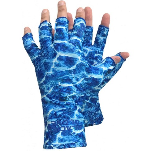 Glacier Glove Abaco Bay Fingerless Sun Gloves - L/XLarge - Blue Water Camo