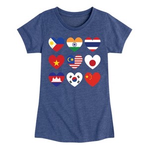Girls' - Instant Message - AAPI Heart Flags Fitted Short Sleeve Graphic T-Shirt - 1 of 4