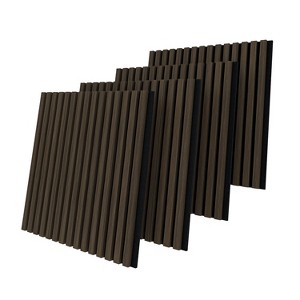 Wooakway 2-PC/4-PCs Acoustic Soundproof Slat Wall Panels 3D Decorative Wall Sculptures Modern Wall Decor Natural Wood/Black/Walnut - 1 of 4