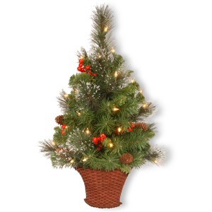 National Tree Company 3 ft. Crestwood Spruce Half Tree with Battery Operated Warm White LED Lights - 1 of 3