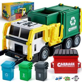 Syncfun 16" Large Garbage Truck Toys for Boys, Realistic Trash Truck Toy with Trash Can Lifter and Dumping Function for 3+ Year old Boys