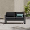 GDFStudio Joanne 56" Outdoor Modern Aluminum Slatted Loveseat with Water-Resistant Cushion - 2 of 4