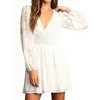 Women's Long Sleeve V-Neck Chiffon Mini Dress Flowy A-Line High Waist Casual Dress for Daily Wear - 2 of 4