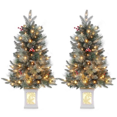 3FT Pre-Lit Artificial Christmas Tree,Tabletop Christmas Tree with Pine Cones