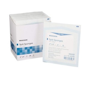McKesson 16-42426 Split Sponges 4 in. X 4 in. Sterile (Box of 25 Two Packs) - 1 of 4