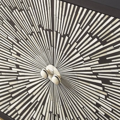 Amika Black & White Sunburst Transitional Accent Cabinet with Adjustable Shelves