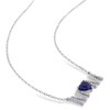 EVERLY JEWELRY | Sterling Silver 7/8 CT TGW Created Blue Sapphire and 1/10 CT TDW Diamond "MOM" Pendant with Chain, 17 inc - 4 of 4