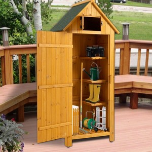 Kelly Solid Wood House Shape Storage Shed, Patio Cabinet Tool Shed, Outdoor Furniture - Maison Boucle - 1 of 4