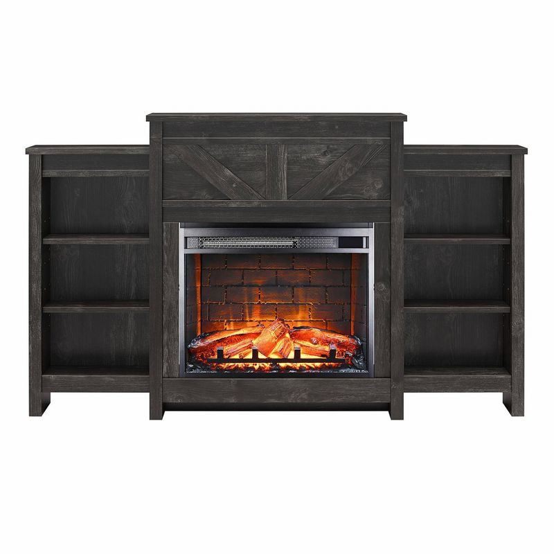 Brookside Electric Fireplace with Mantel and Side Bookcases Black Oak - Room &#38; Joy, 5 of 10