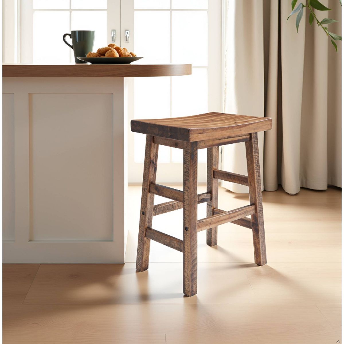 26" Durango Industrial Wood Counter Height Barstool Dark Brown - Alaterre Furniture
