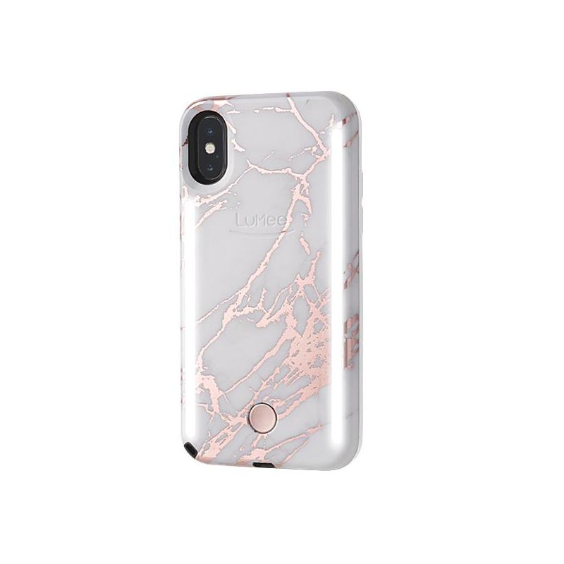 LuMee Duo Case for Apple iPhone X/Xs - Rose Metallic White Marble, 2 of 6