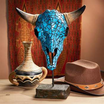 Design Toscano Western Faux Turquoise Encrusted Cow Skull Statue