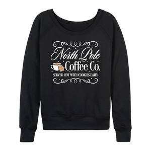 Women's - Instant Message - North Pole Coffee Co Lightweight French Terry Wide Neck Long Sleeve Graphic Shirt - 1 of 4