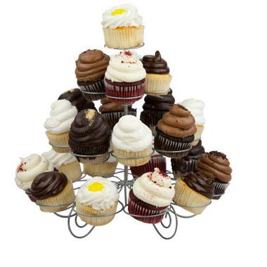 Home Basics 3 Tier Steel 23 Cupcake Holder, Silver