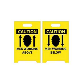 National Marker Floor Sign Dbl Side Caution Men Working Above Caution Men Working Below 20X12 FS6
