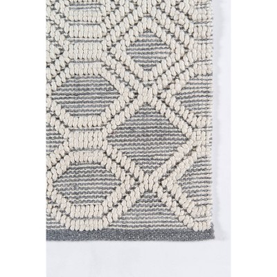 Gray Geometric Handwoven Synthetic Runner Rug