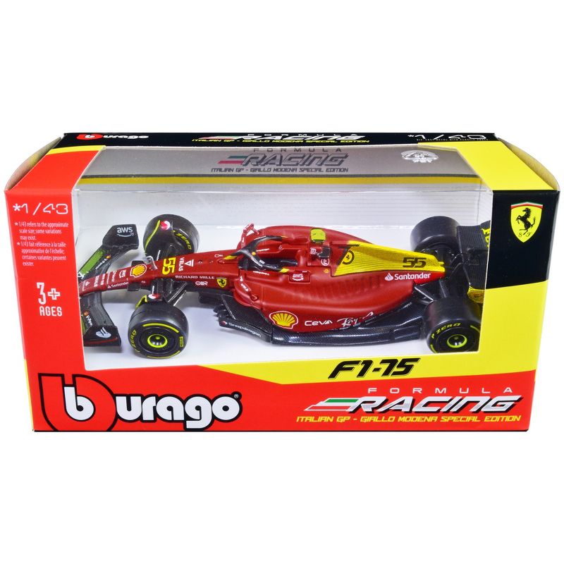 Ferrari F1-75 #55 "Giallo Modena" Formula One F1 Italian GP (2022) "Formula Racing" Series 1/43 Diecast Model Car by Bburago, 1 of 4