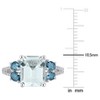 EVERLY JEWELRY | Sterling Silver 3 4/5 CT TGW Aquamarine and London-Blue Topaz with 1/10 CT TW Diamond Ring - 4 of 4