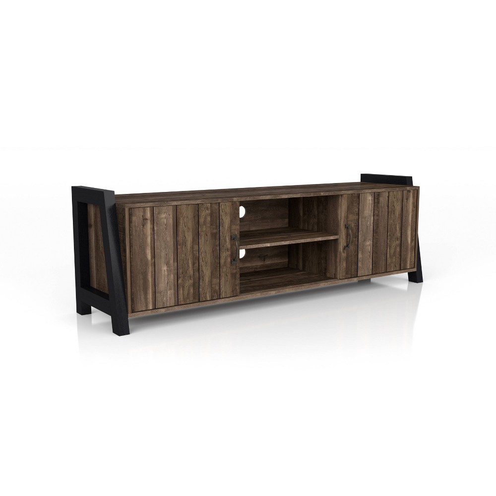 HOMES: Inside + Out Kolher TV Stand for TVs up to 75" Brown: Entertainment Center with Storage, Cable Management