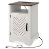 Kumasinova 1PC/2PCS Farmhouse Nightstand,Side Table with Charging Station and Open Shelf,Modern End Table with X-Door for Bedroom,Living Room - 4 of 4