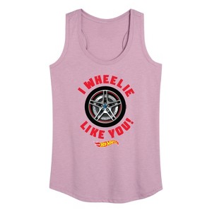 Women's - Hot Wheels - Valentine's I Wheelie Like You Graphic Racerback Tank - 1 of 4