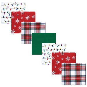 Hudson Baby Unisex Baby Cotton Flannel Receiving Blankets Bundle, White Tartan, One Size - 1 of 4