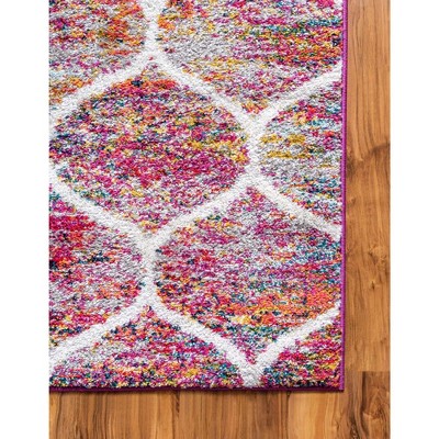 3 ft Square Multi-Color Trellis Synthetic Area Rug