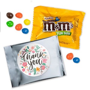12 Pcs Floral Thank You Candy Peanut  M&M's Party Favor Packs - Milk Chocolate by Just Candy - 1 of 2
