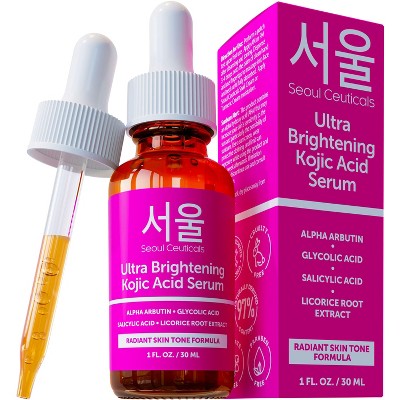 Seoul Ceuticals Korean Skin Care Kojic Acid Serum Alpha Arbutin Serum - Korean Beauty Skincare Dark Spot Remover Corrector Glycolic Acid Serum, 1oz