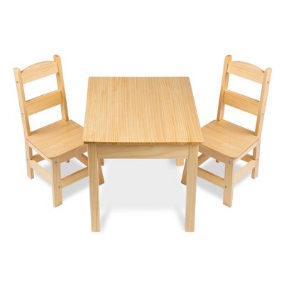 Natural Wood 3-Piece Kids Table and Chair Set