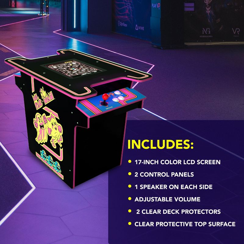 Arcade1Up Ms. PAC-MAN Head-to-Head Arcade Table with 12 Games, Multiplayer Control Panel, and 17-Inch Color LCD Screen, Black Series Edition, 4 of 8
