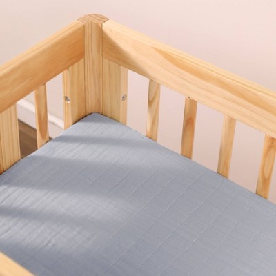 Dewdrop Blue Organic Cotton Muslin Bassinet Sheet