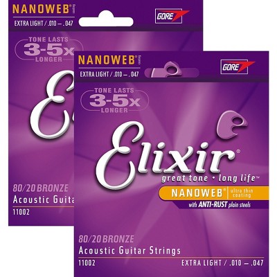 Elixir Nanoweb Extra Light Acoustic Guitar Strings 2-Pack