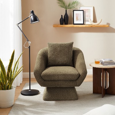 MINIMORE Modern Style 30.3" W Swivel Barrel Chair with Pyramid base