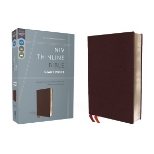 NIV, Thinline Bible, Giant Print, Bonded Leather, Burgundy, Red Letter Edition - Large Print by  Zondervan (Leather Bound) - 1 of 1