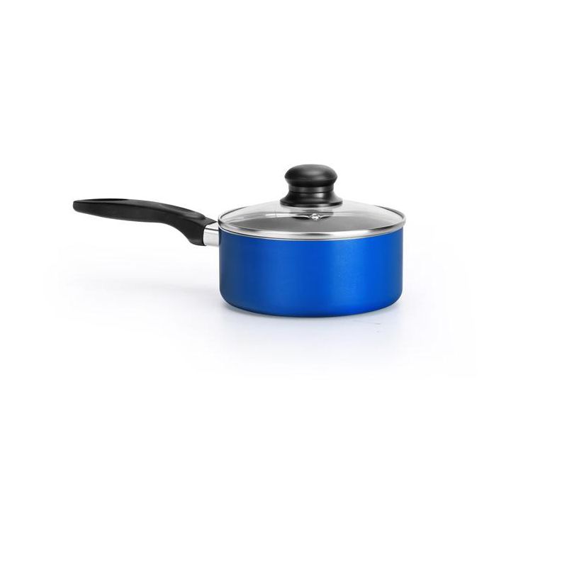 NutriChef Blue Sauce Pot with Lid, (1.25 qt) Black Coating Inside, Heat Resistant Lacquer Outside (Blue), 1 of 2