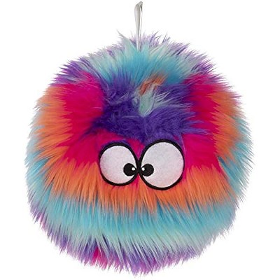 goDog Furballz Squeaky Plush Ball Dog Toy, Chew Guard Technology - Cool Rainbow, Large