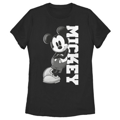 Women's Mickey & Friends Black And White Mickey Mouse T-shirt : Target