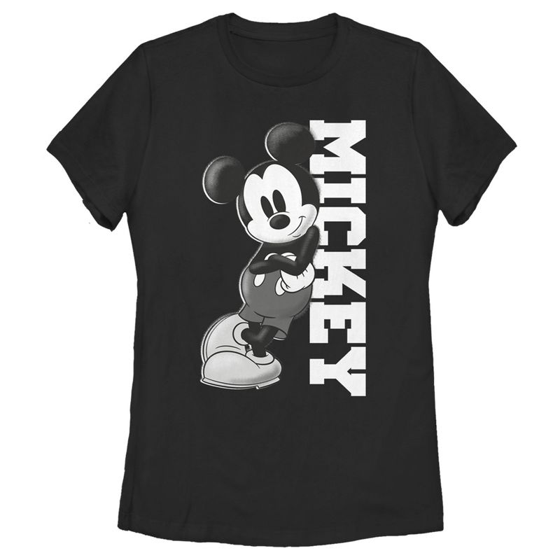 Women's Mickey & Friends Black and White Mickey Mouse T-Shirt, 1 of 5