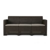 SKRAN 67.7" Outdoor 3-Seater Faux Wicker Rattan Style Sofa with Water Resistant Cushions, Brown / Mix Beige - 4 of 4