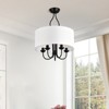 PAKOKULA Farmhouse 5-Light Matte Black Candlestick Dimmable Semi-Flush Mount with White Drum Fabric Shade - 4 of 4