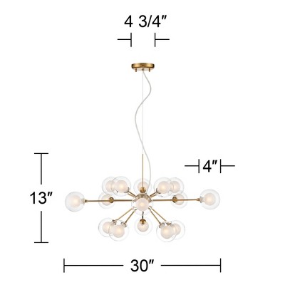 Antique Brass 30" Sputnik Chandelier with Frosted Glass Shades