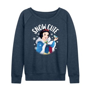 Women's - Disney - Snow Cute Lightweight French Terry Wide Neck Long Sleeve Shirt - 1 of 4