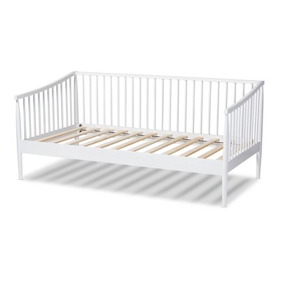 White Twin Wood Spindle Daybed with Upholstered Frame