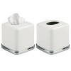 iDESIGN York Facial Tissue Box Cover Vintage White and Chrome - 3 of 4