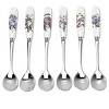 Portmeirion Botanic Garden Teaspoons, Set of 6, Teaspoons with Assorted Floral Motifs, 6 Inch, Made from Stainless Steel with Porcelain Handles - 2 of 4