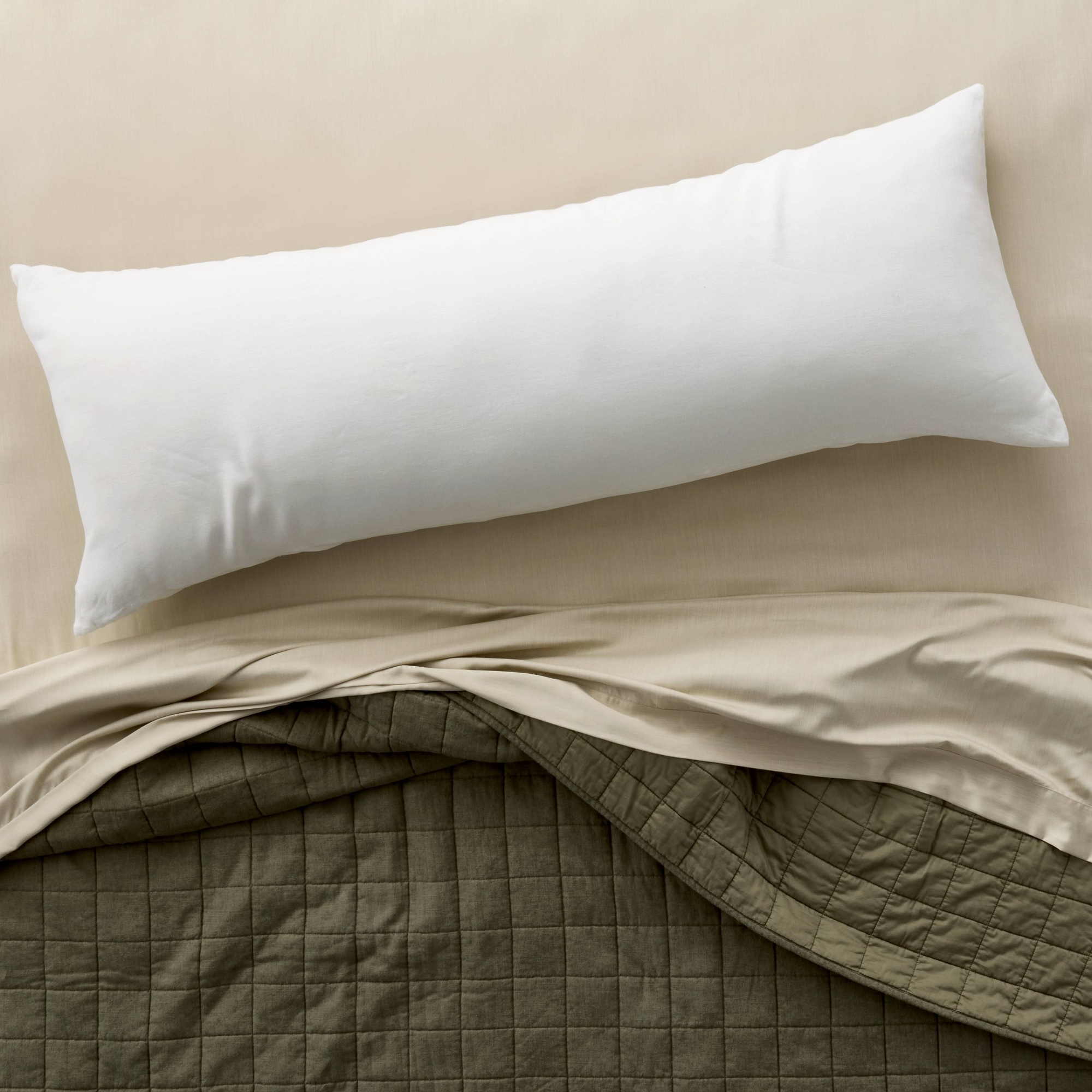Linen Body Pillow COVER - White