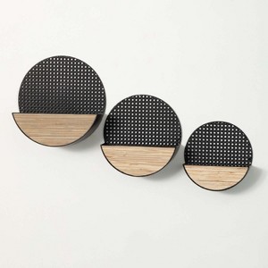 Sullivans Metal & Wood Wall Pocket Set of 3, 16"H, 14"H & 12"H Black - 1 of 3