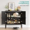 Whizmax 2 Set Sideboard Buffet Cabinet, Rattan Storage Cabinet with Adjustable Shelves for Dining Room, Kitchen, Living Room - Black - 3 of 4
